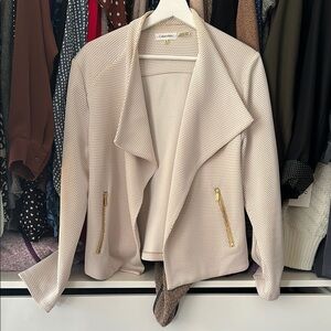 Cream Draped Jacket with Gold Accents